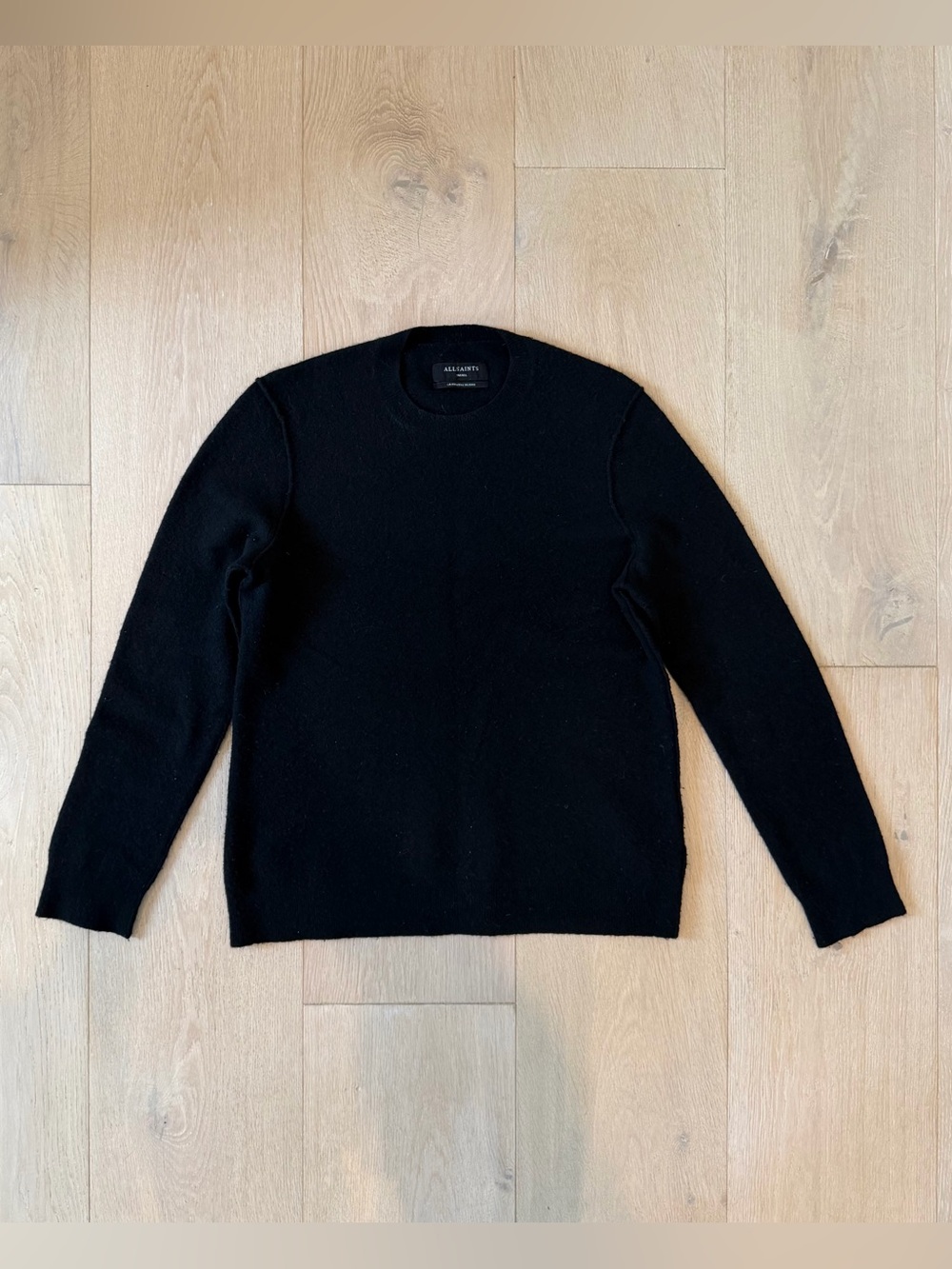 All Saints Men's Black Cashmere Blend Sweater
